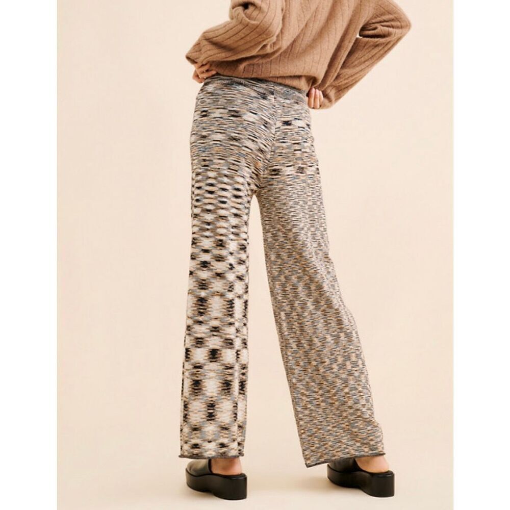Anthropologie Little Lies Sz M Wide Leg Knit Lounge Pants Multicolor Drawstring - Picture 3 of 9